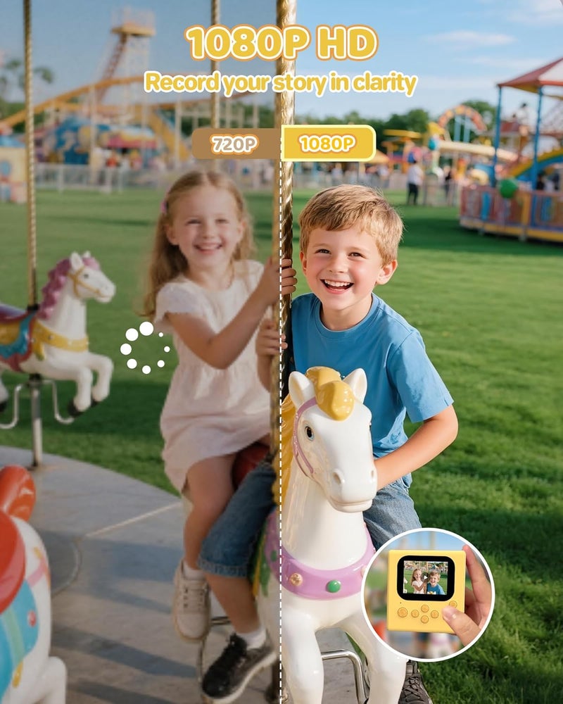 HODDRCCN Kids Instant Print Camera Orange: Instant Print Camera - 2.5 Hours of Ssage Time -1080P Video Recording - MP3 Player - Point-and-Shoot Cameras Includes 32G SD Card and Portable Lanyard - Image 5